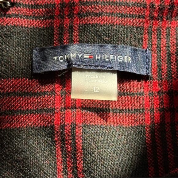 Tommy Hilfiger Color BLock Plaid Red Black Sheath Sleeveless Dress Sz 12 - Picture 6 of 7